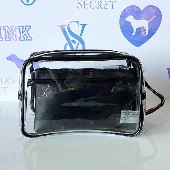 Victoria's Secret Rainbow Backstage 3 Piece Cosmetic/Makeup Cosmetic Bag Chevron - Picture 4 of 6